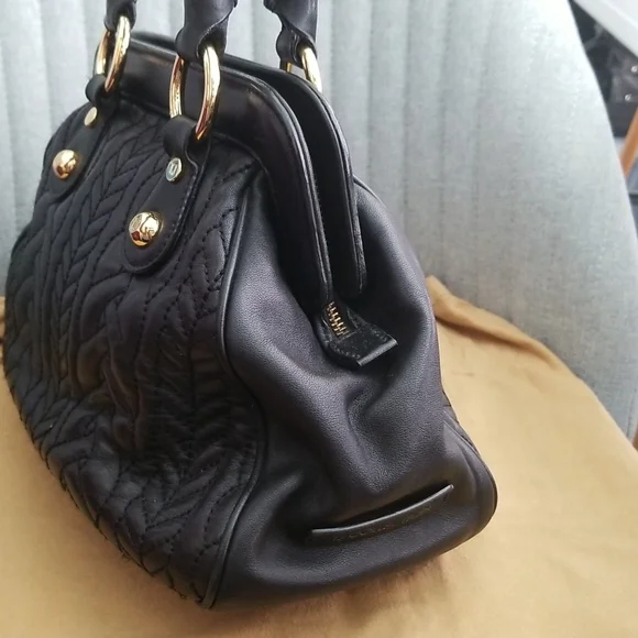 TJ Collection Black Doctor Style Bag, Genuine Leather, NWOT - Picture 2 of 10